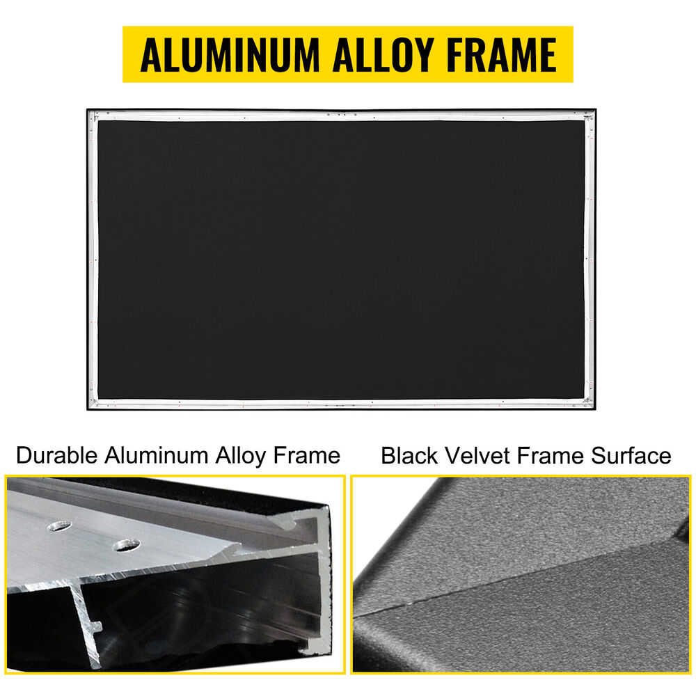 VEVOR 100-155 Inch Projector Screen 16:9 HD 4K Home Theater 3D Aluminum & PVC