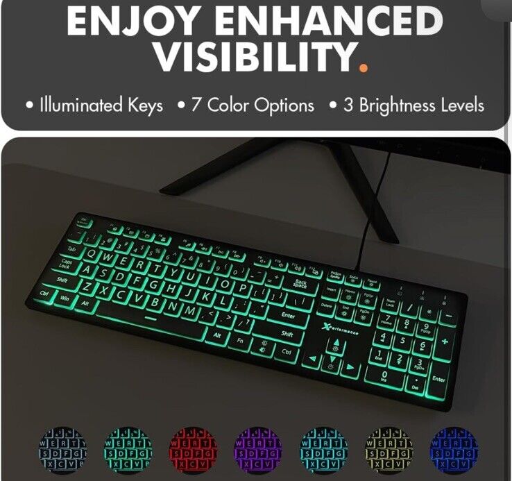 Backlit USB Wired 104-Key Computer Keyboard