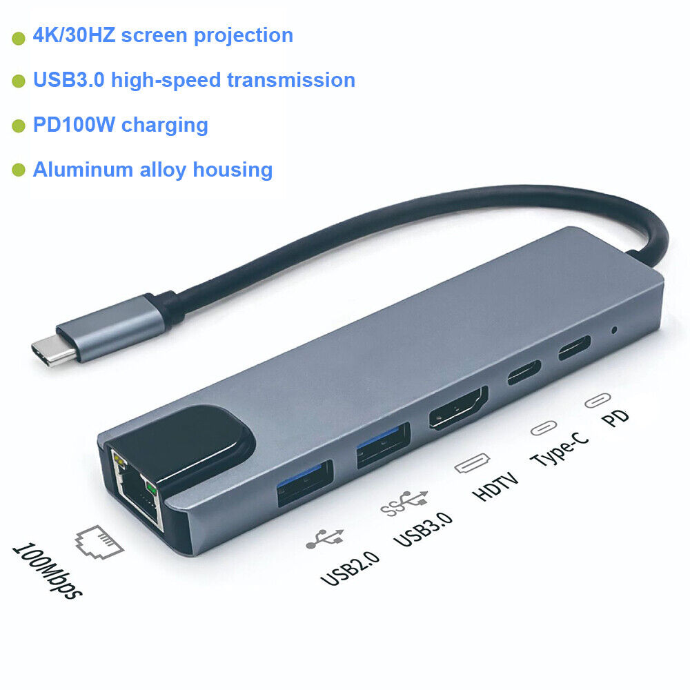 Multiport USB-C Hub Adapter for MacBook Pro/Air