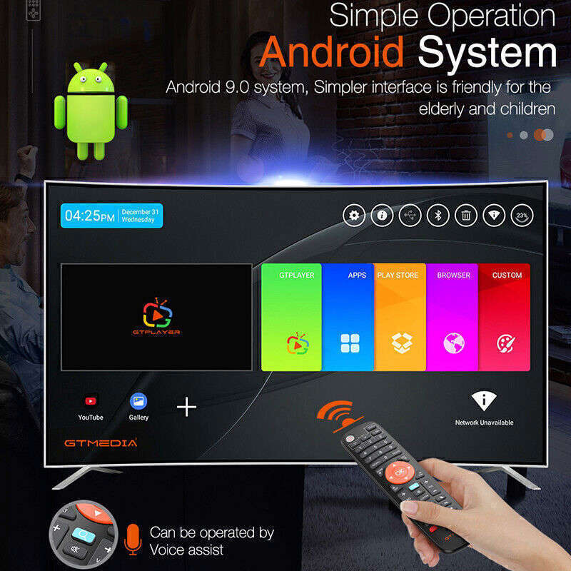 8K UHD DVB-S2/S2X/T2/C Satellite Receiver Android Smart TV Box with 1000M LAN and CI+ Slot