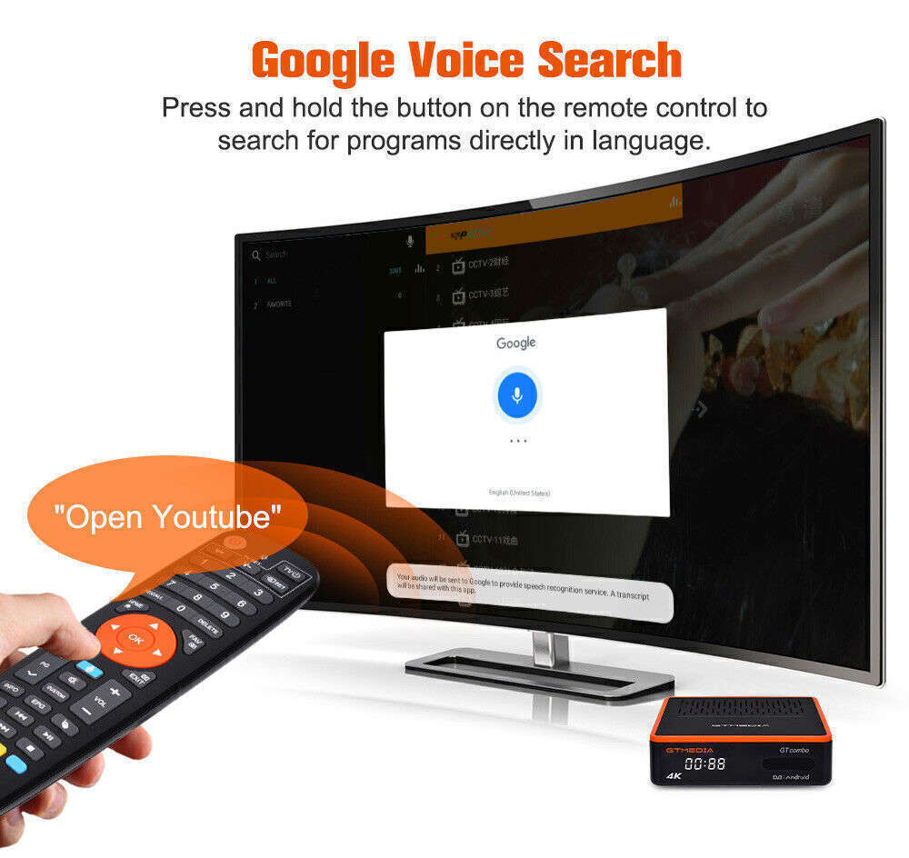 4K UHD FTA DVB-S2/S2X/ATSC 3.0 Combo Satellite TV Receiver Android Smart TV BOX