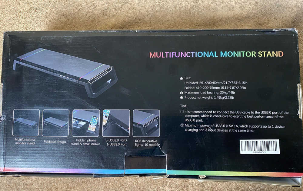 KYOLLY RGB Computer Monitor Stand with Storage and Phone Holder