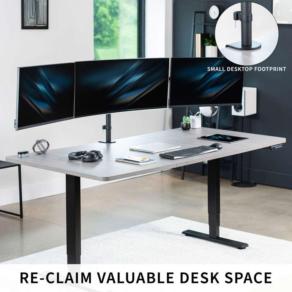 VIVO Telescoping Triple Monitor Desk Mount - Heavy Duty Flush-to-Wall Stand