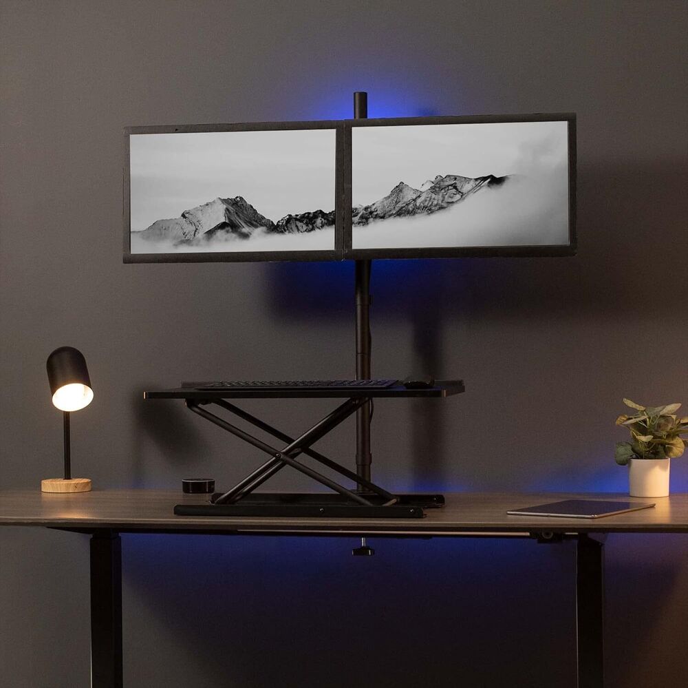Fully Adjustable Dual Monitor Stand Up Desk Mount - 39 Inch Tall