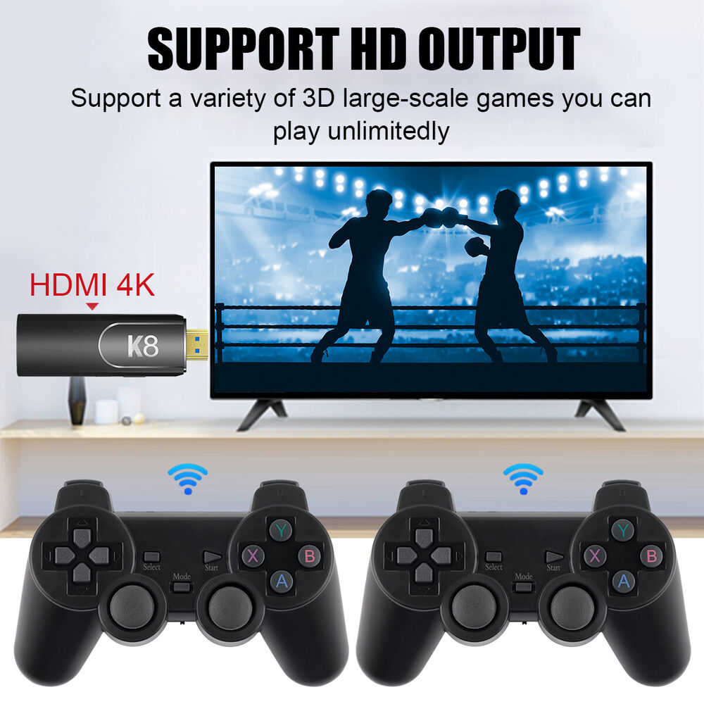 4K HDMI TV Game Stick Console with 64GB Storage and Wireless Gamepad