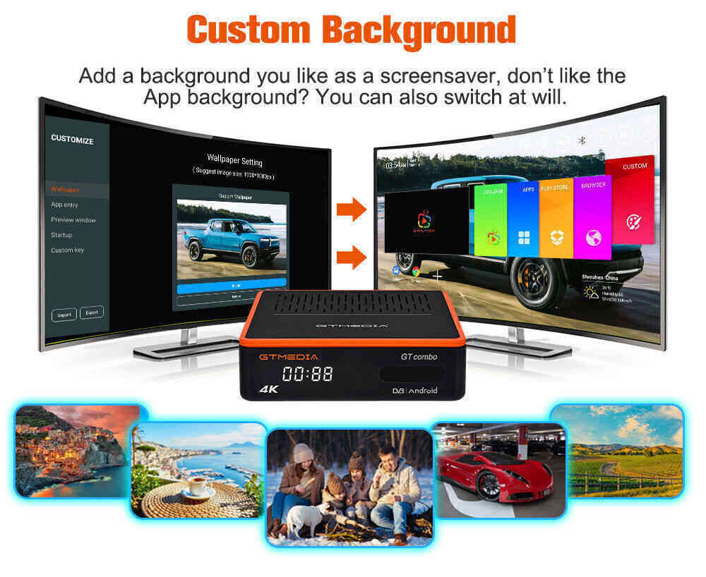 4K UHD FTA DVB-S2/S2X/ATSC 3.0 Combo Satellite TV Receiver Android Smart TV BOX