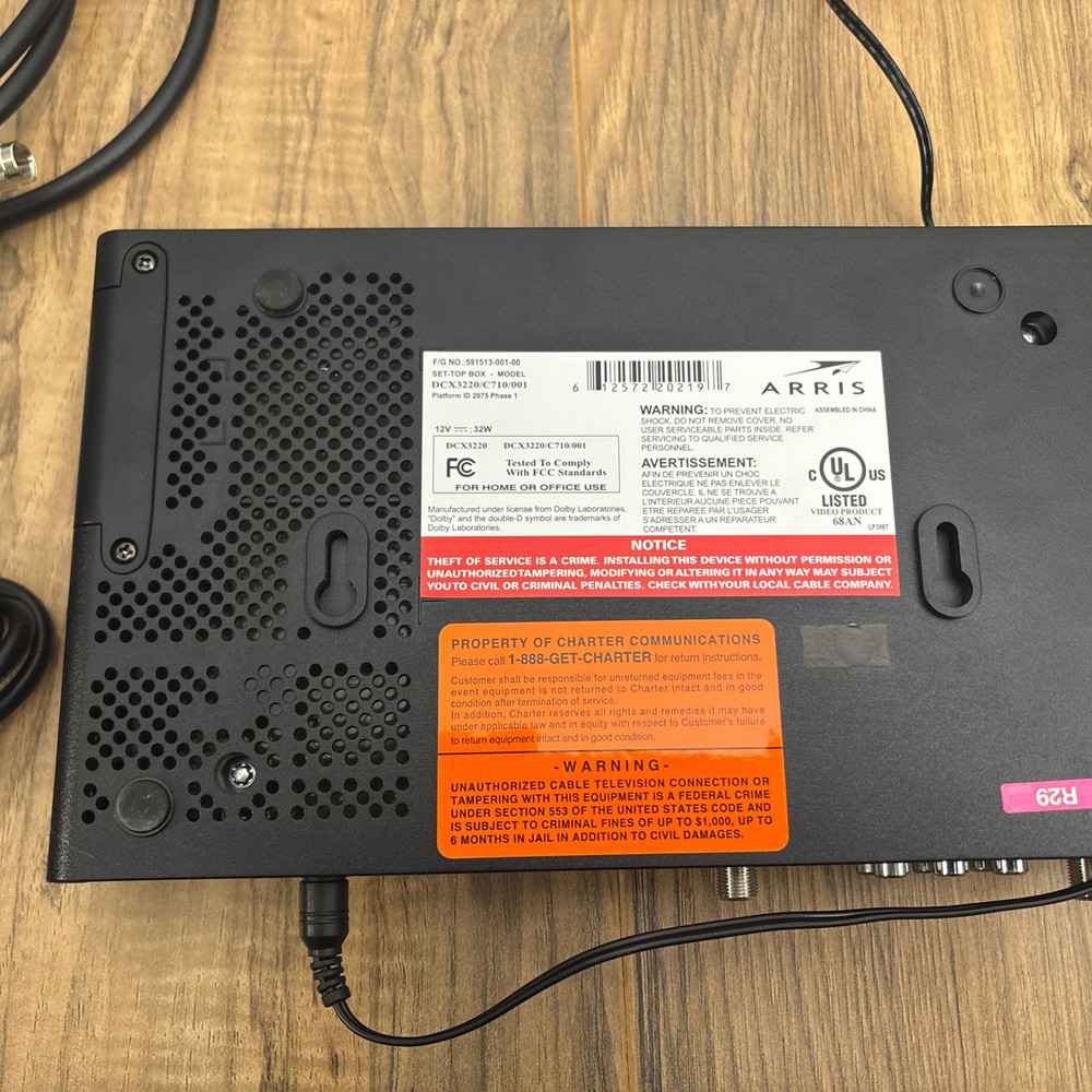 Arris DCX3220e Set-Top Box with Power Adapter and HDMI Cable