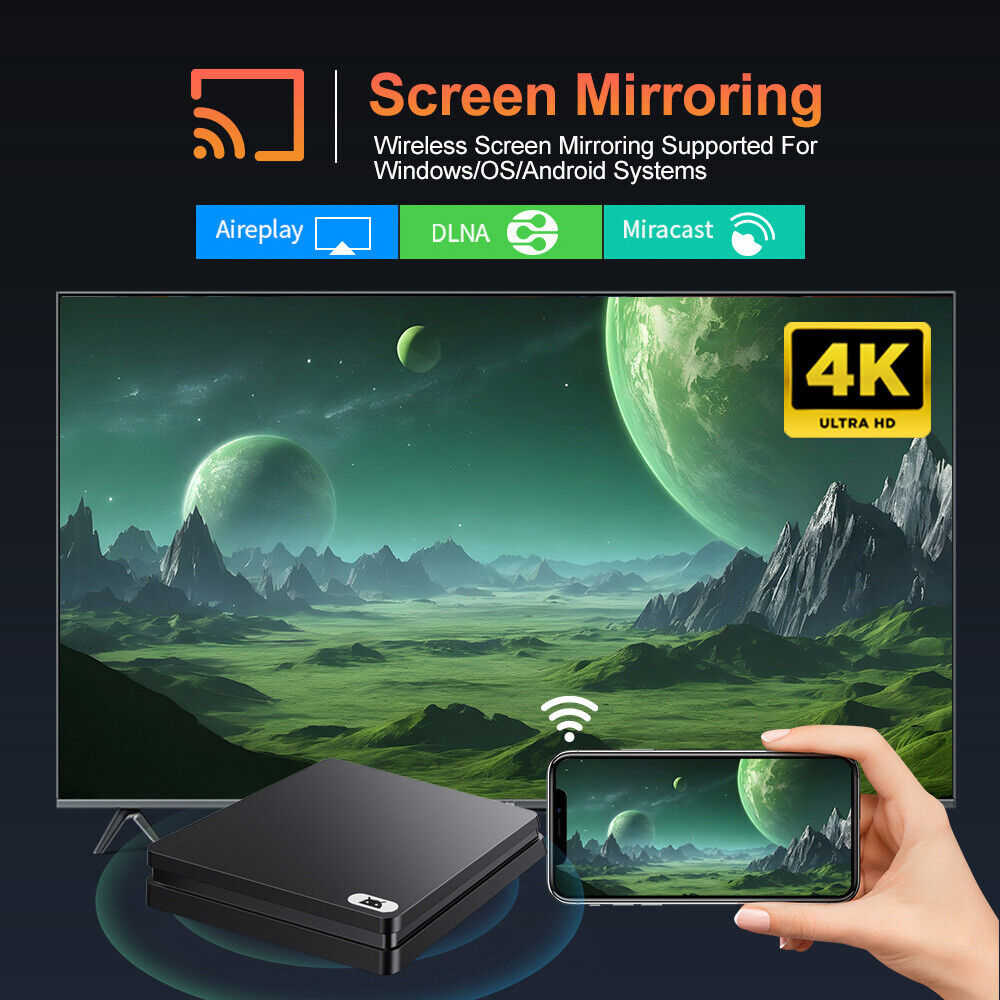 4K HDR Smart TV Box with Wifi and Wireless Screen Projection