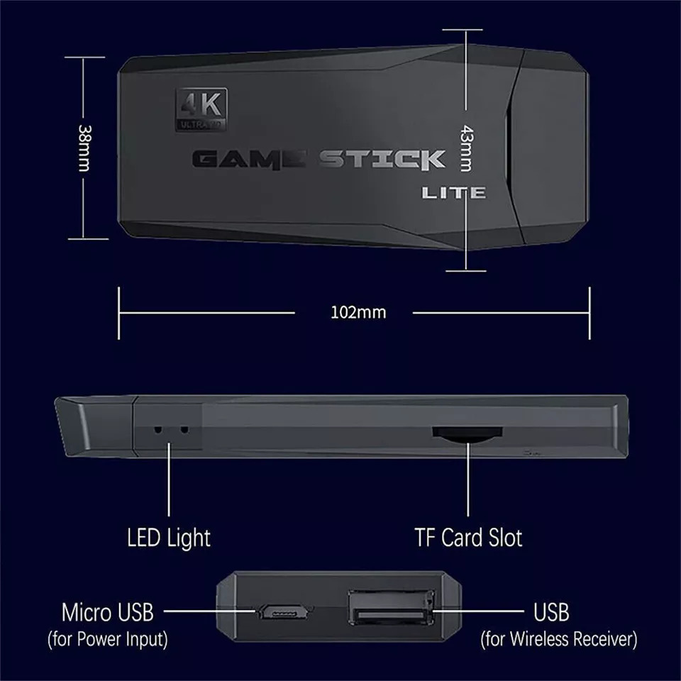 4K HDMI TV Game Stick with 64GB Storage and 20000+ Games