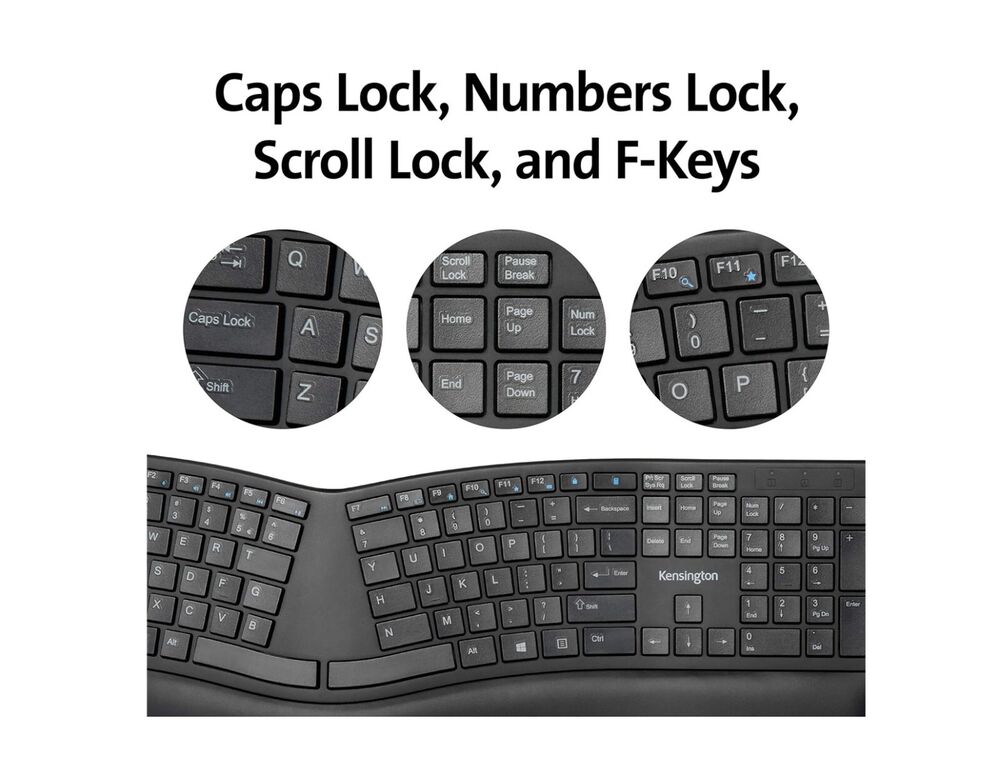 Kensington Pro Fit Ergonomic Wireless Keyboard Bluetooth - Black