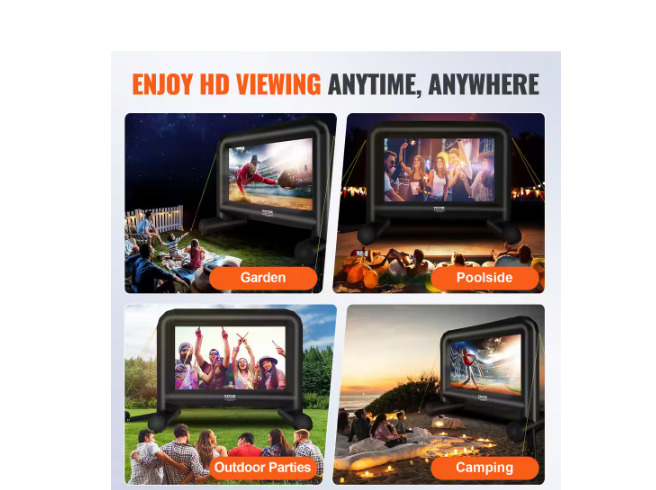 VEVOR 16 Inch Inflatable Projection Screen with Blower and Carrying Bag