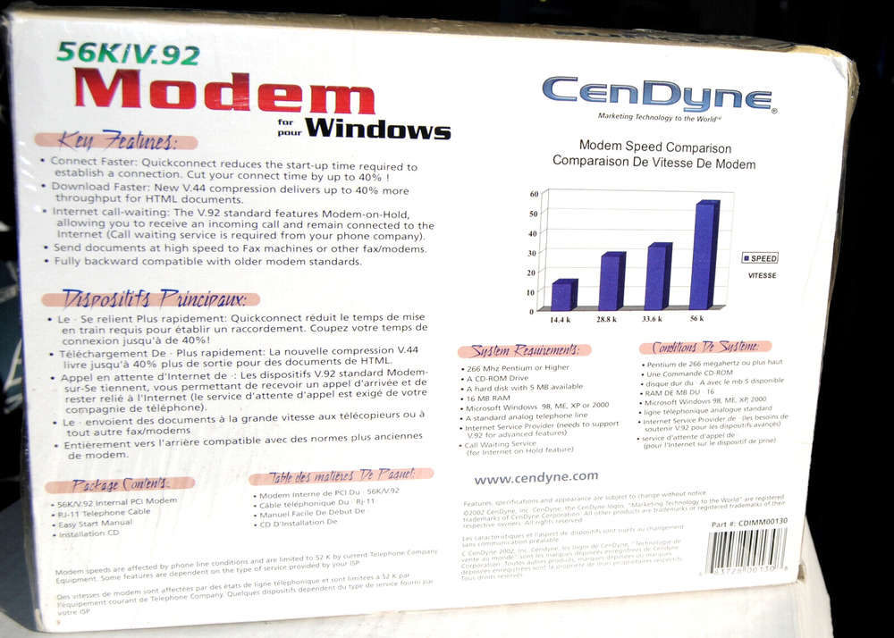 CenDyne Quickconnect 56K V.92 PCI Modem