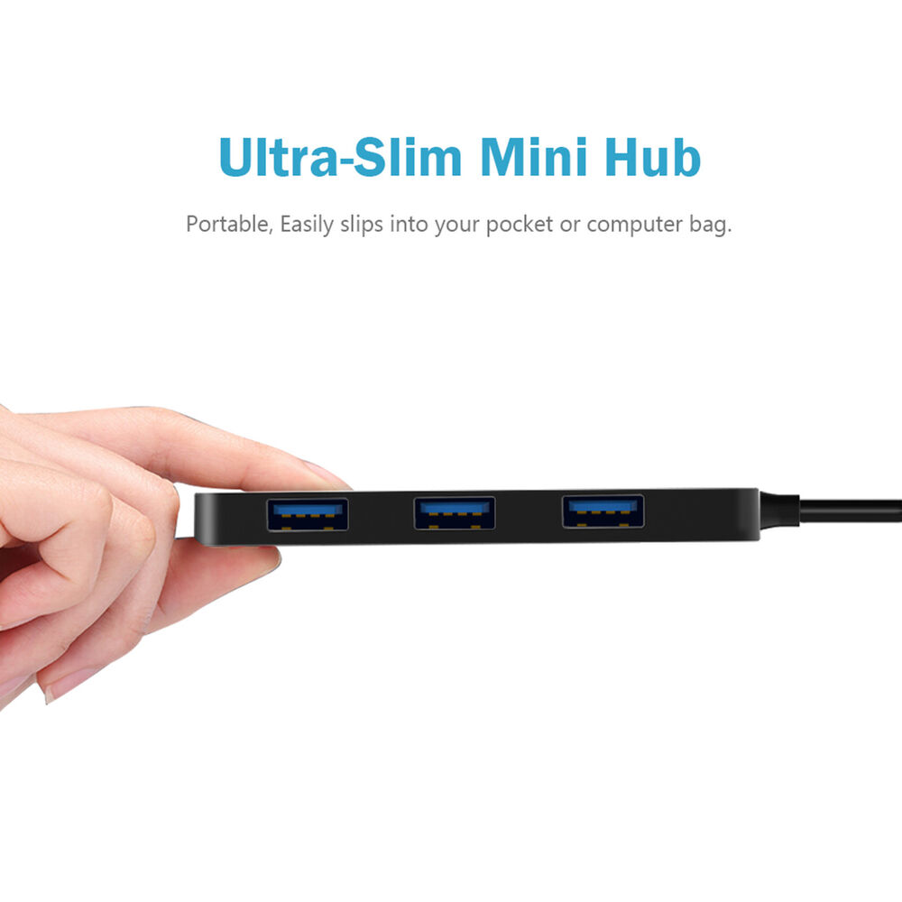 Ultra Slim 4-Port USB-A 3.0 Hub with TF/SD Card Reader