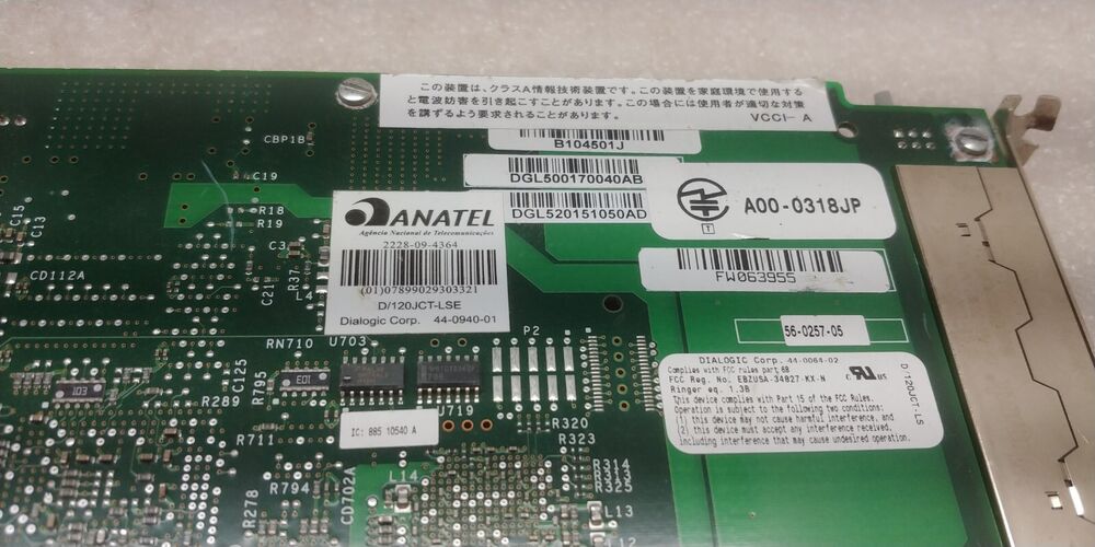 Dialogic 12-Port Analog Fax/Voice PCI Card Adapter Board D/120JCT-LS