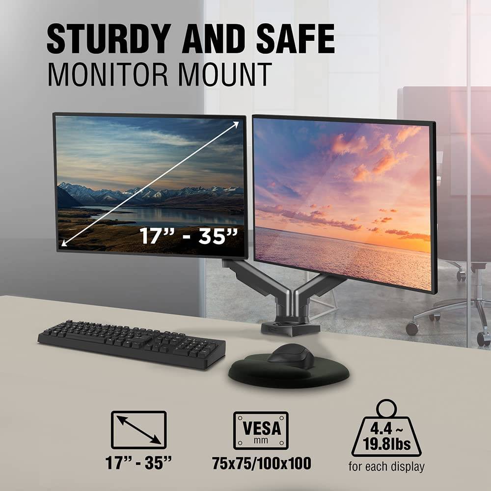 Full Motion Swivel Dual Monitor Desk Mount Stand