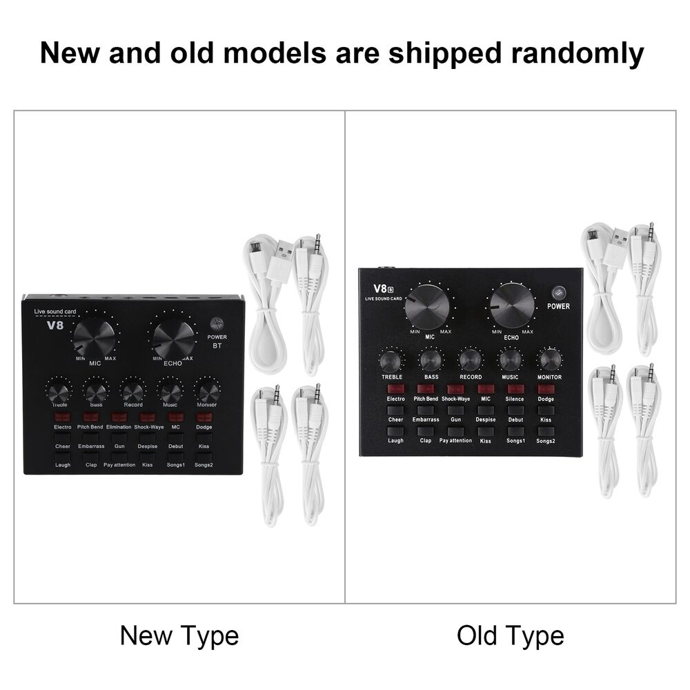 V8S Live Broadcast Sound Card with Stereo Mixer and Headset Microphone