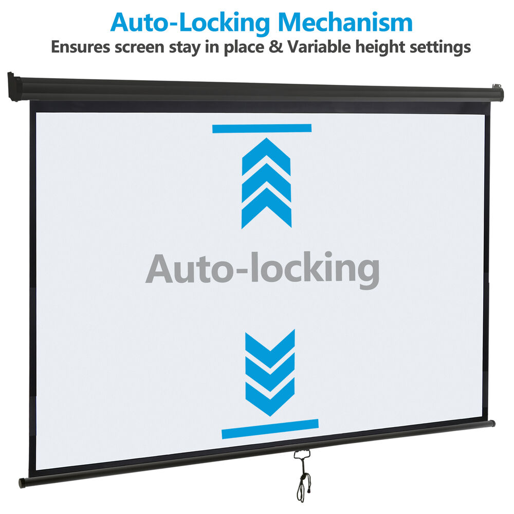4K 16:9 HD Pull Down Projector Screen for Home Theater