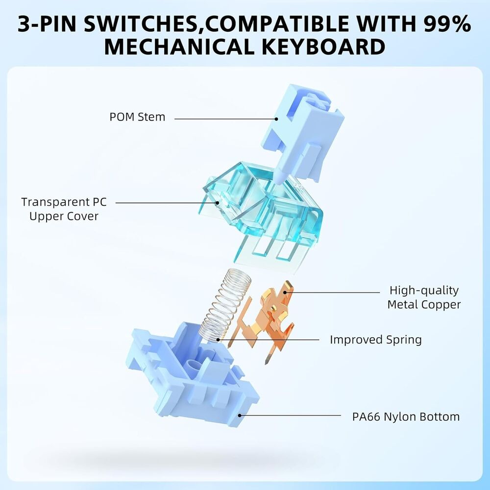 MAMBA SNAKE Jelly Switches for Mechanical Keyboard DIY, 50gf Tactile Keyswitch