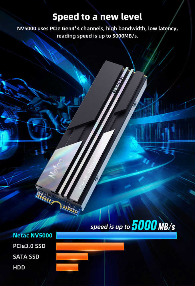Netac 500GB M.2 PCIe 4.0 Gen 4x4 NVMe SSD for PC and PS5