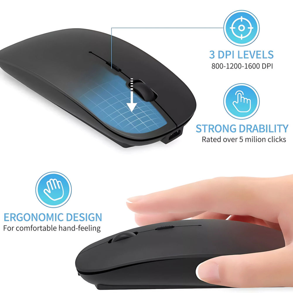 2.4GHz Wireless Optical Mouse with USB Rechargeable and RGB for PC and Laptop