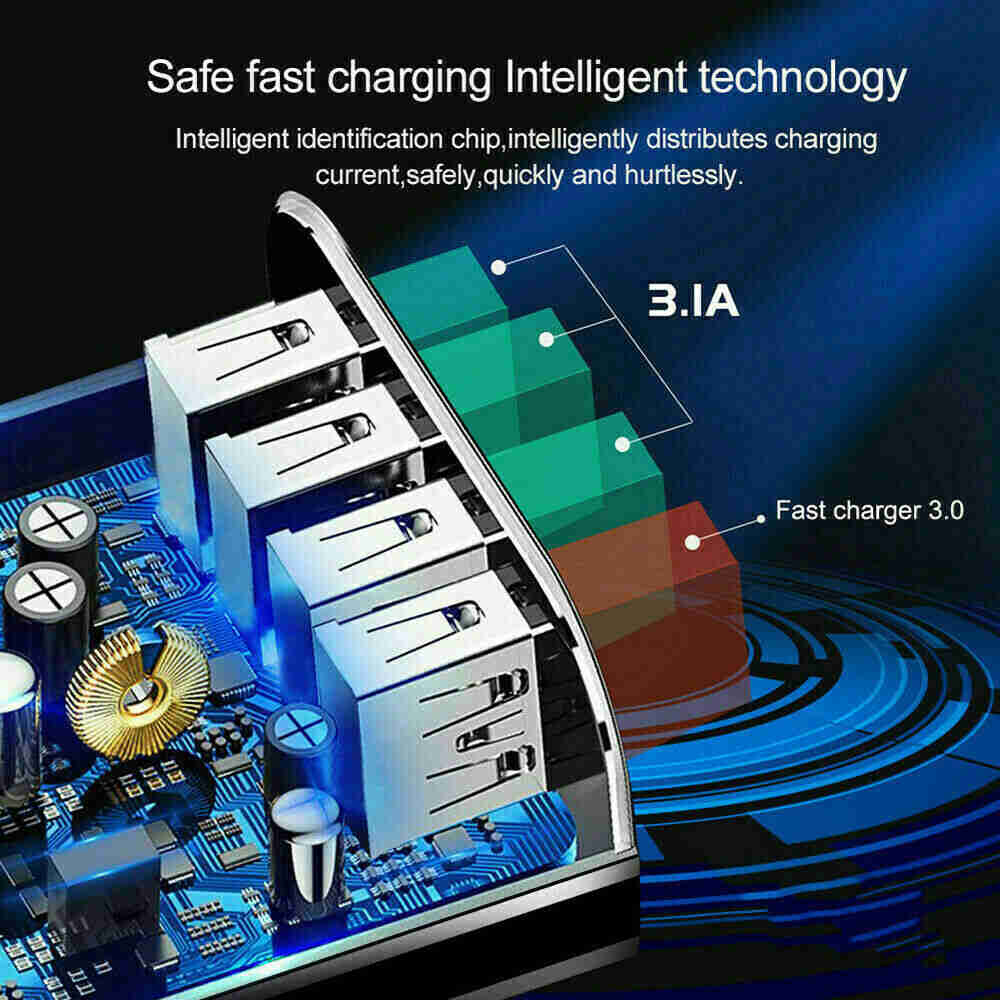 4 Port Fast Quick Charge QC 3.0 USB Hub Wall Charger