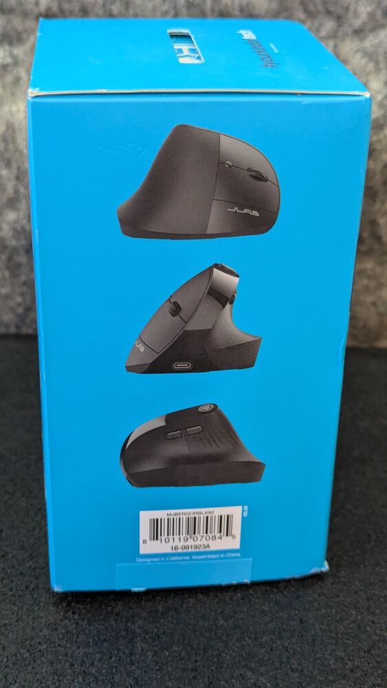 JLab JBuds Ergonomic Mouse - Black, USB-C Rechargeable