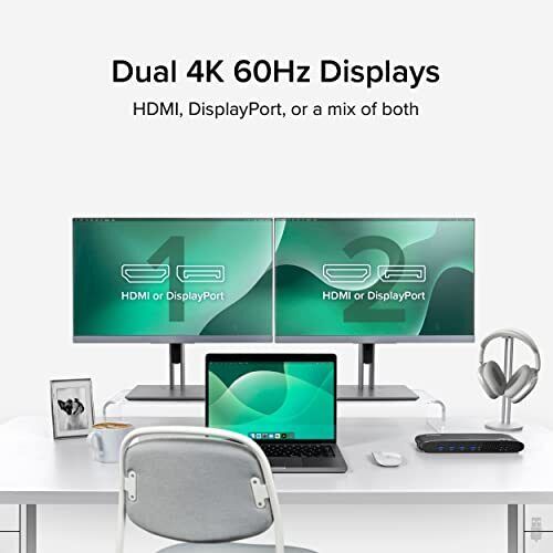Plugable Universal Laptop Docking Station with 4K Dual Monitor DisplayPort UD-6950H