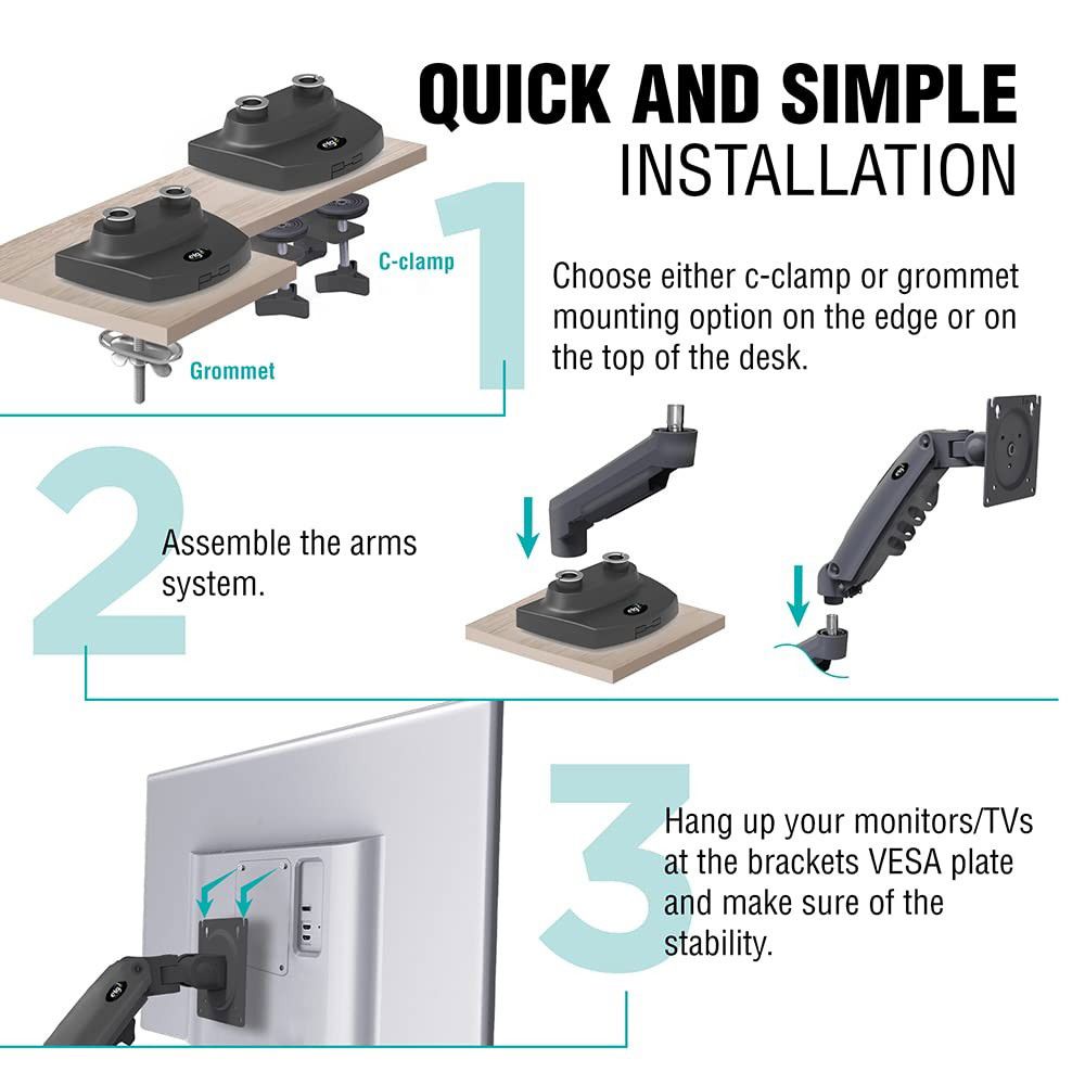 Full Motion Swivel Dual Monitor Desk Mount Stand