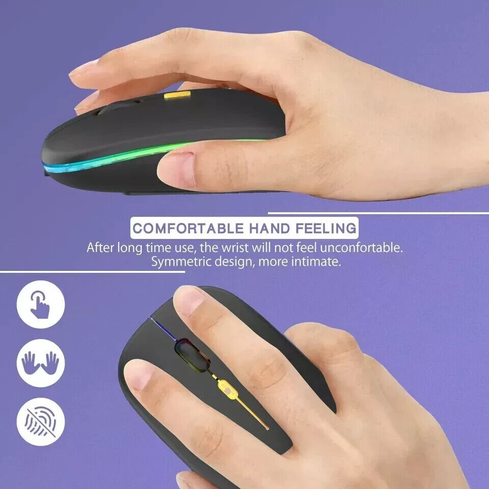 Rechargeable RGB LED Wireless Silent Optical Mouse