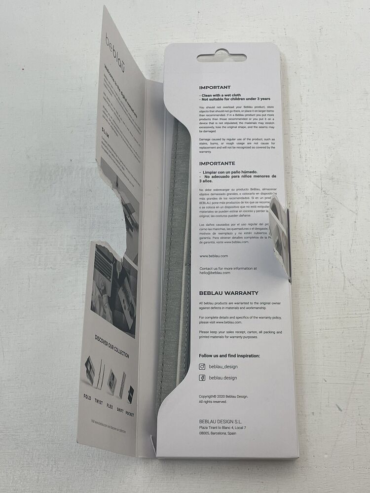 Beblau SLIM Gray Portable Tech Organizer for Laptop Notebook Desk