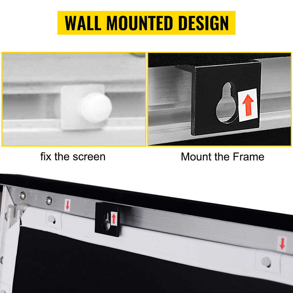 VEVOR 100-155 Inch Projector Screen 16:9 HD 4K Home Theater 3D Aluminum & PVC