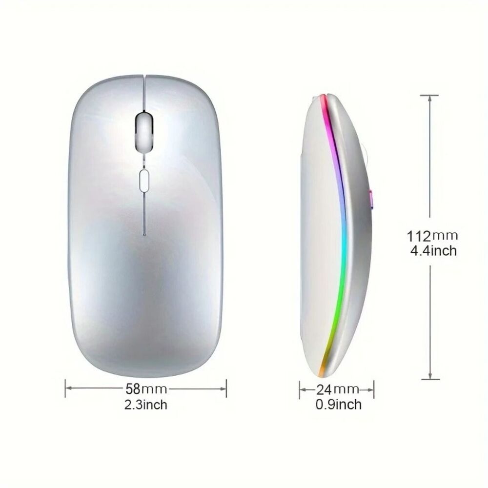 Rechargeable RGB Ergonomic Wireless Mouse with Bluetooth and 2.4GHz