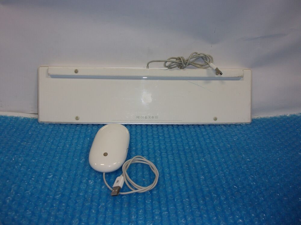 Apple White Aluminum USB Wired Keyboard A1243 and Wired Mouse A1152