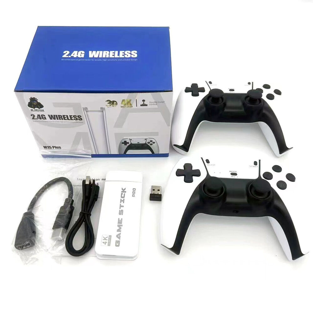 M15 4K 64G HDMI TV Video Game Stick with Gamepad and 2 Wireless Controllers
