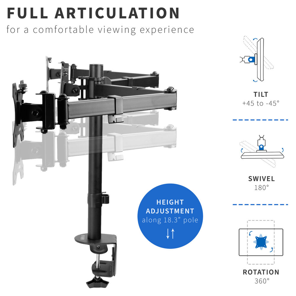 VIVO Triple Monitor Articulating Stand for Enhanced Productivity