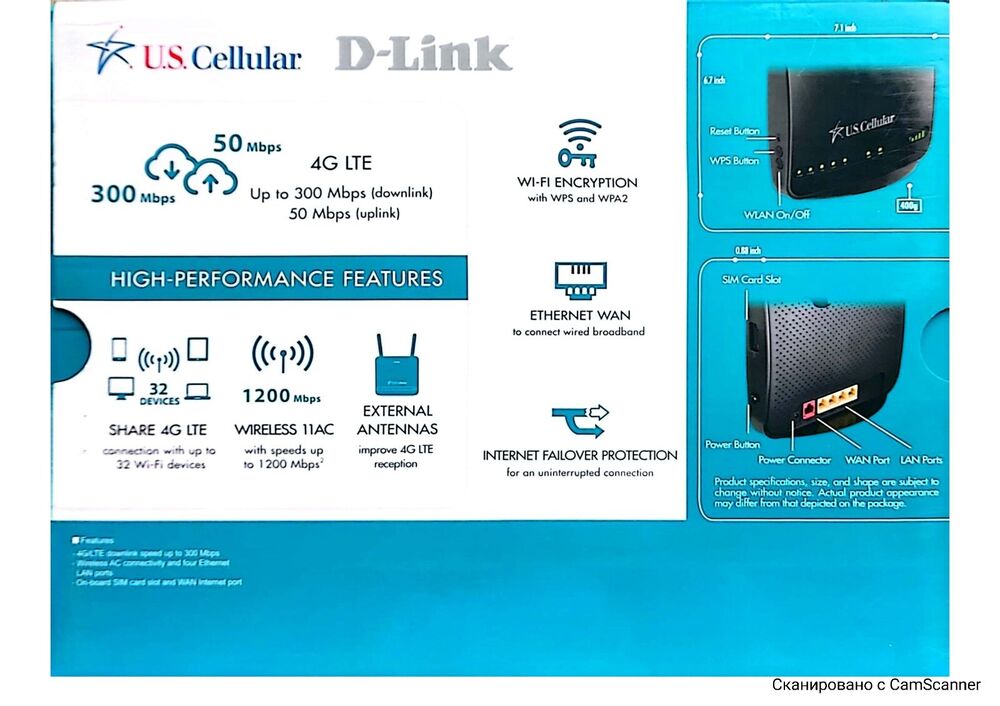 D-Link DWR-961 US Cellular 4G LTE Wireless Router AC1200