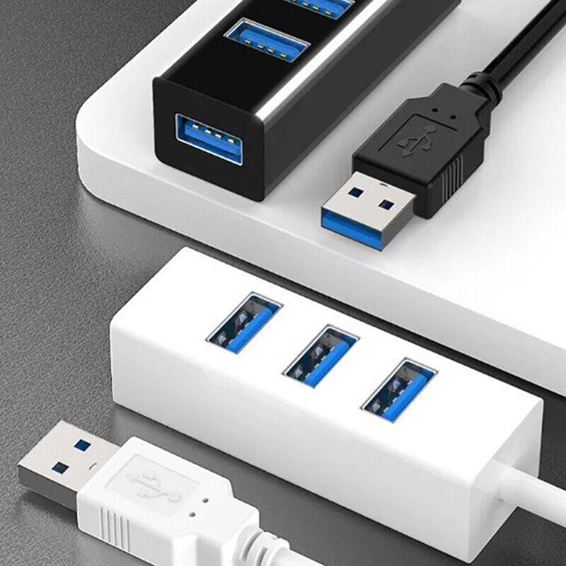 4 Port USB Hub Multi Splitter with Power Adapter