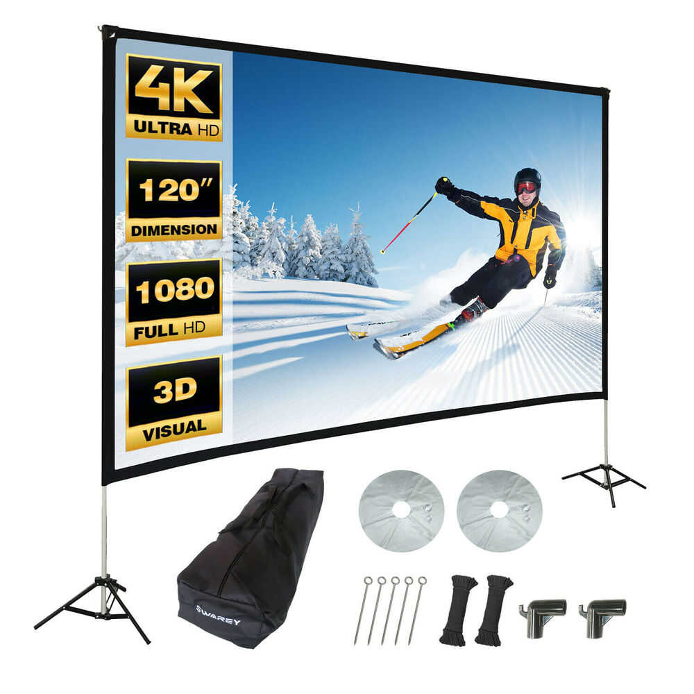 120 Inch Portable 4K HD Projector Screen with Stand