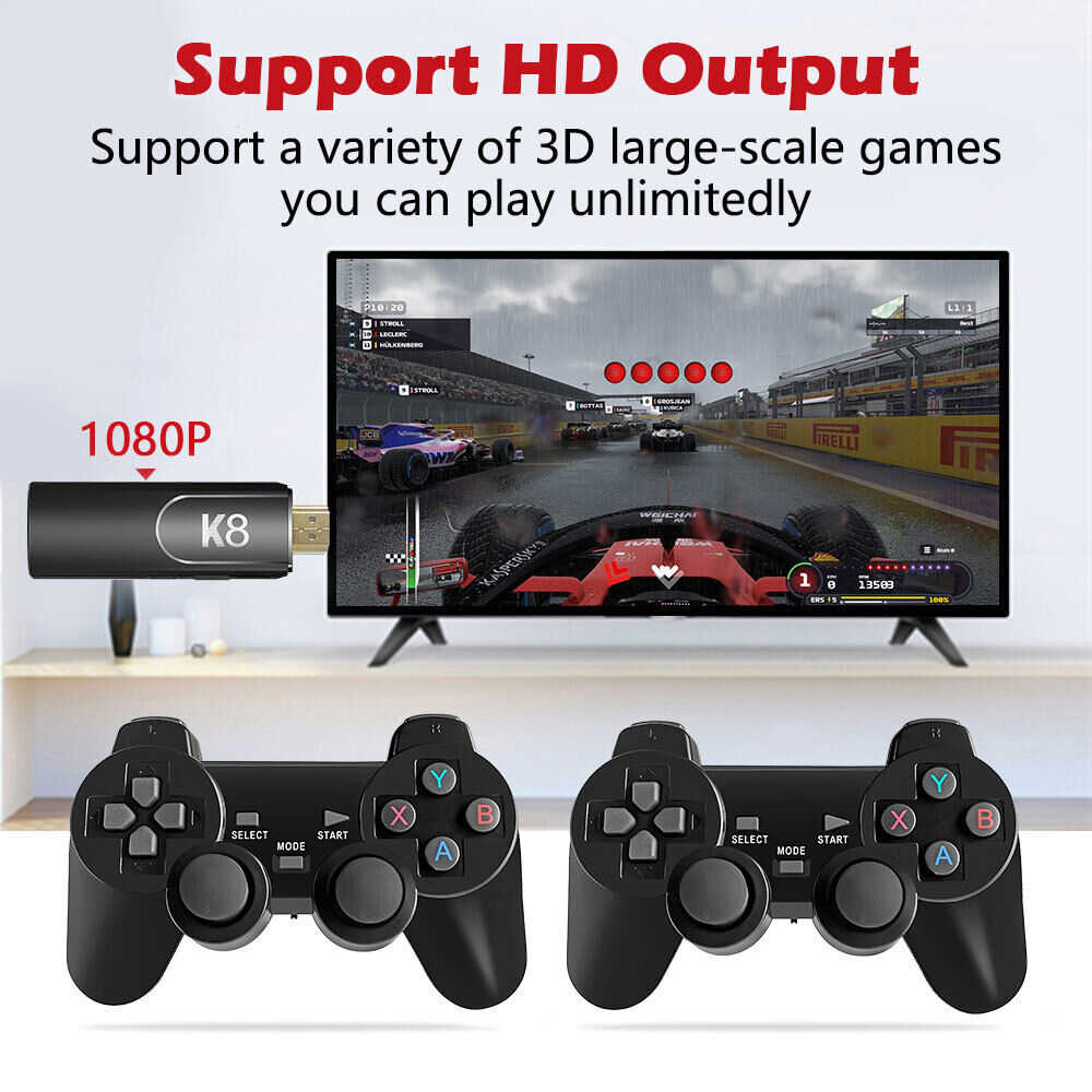 4K HDMI TV Game Stick Console with 64GB Storage and Wireless Gamepad