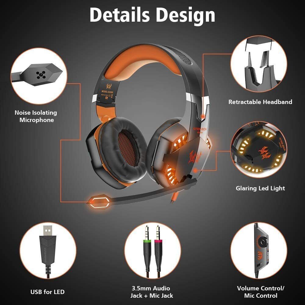 RGB Surround Sound Gaming Headset for PC, PS4, Xbox One