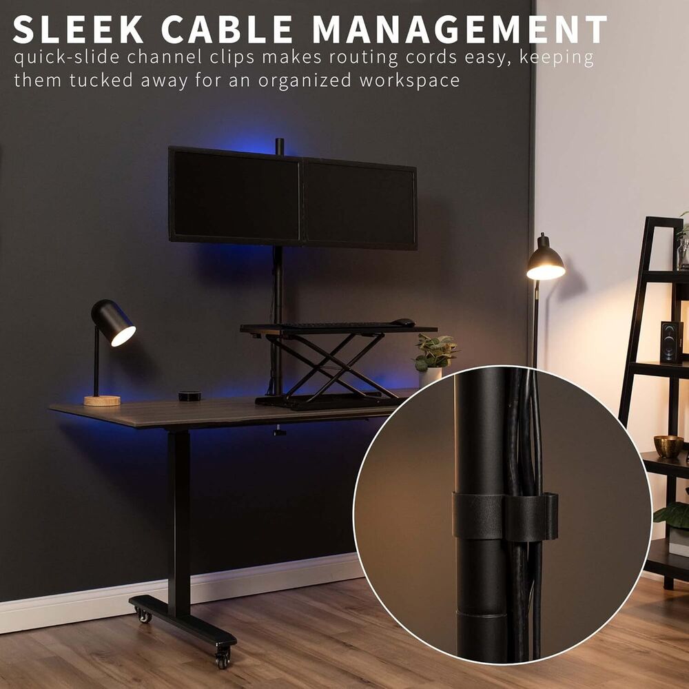 Fully Adjustable Dual Monitor Stand Up Desk Mount - 39 Inch Tall