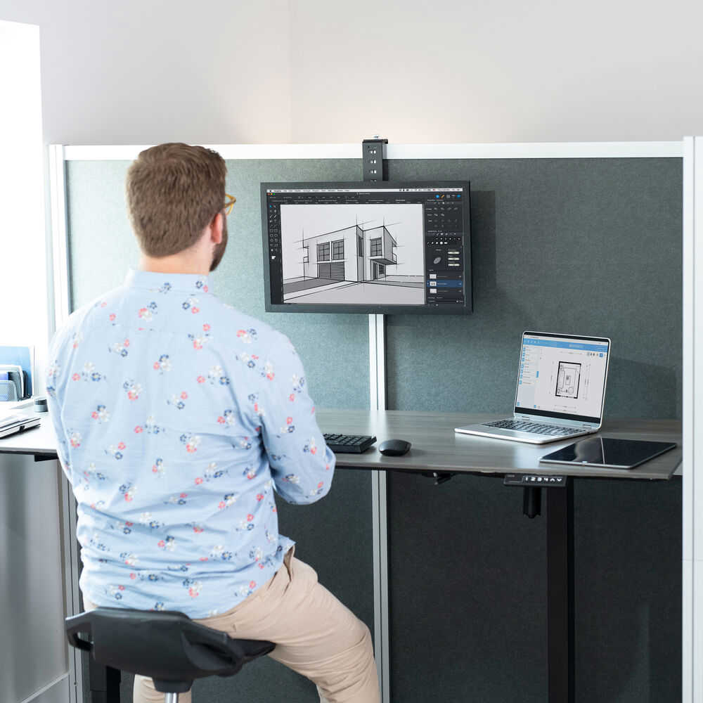 VIVO Black Office Cubicle Monitor Mount Stand for 17-32 Inch Screens