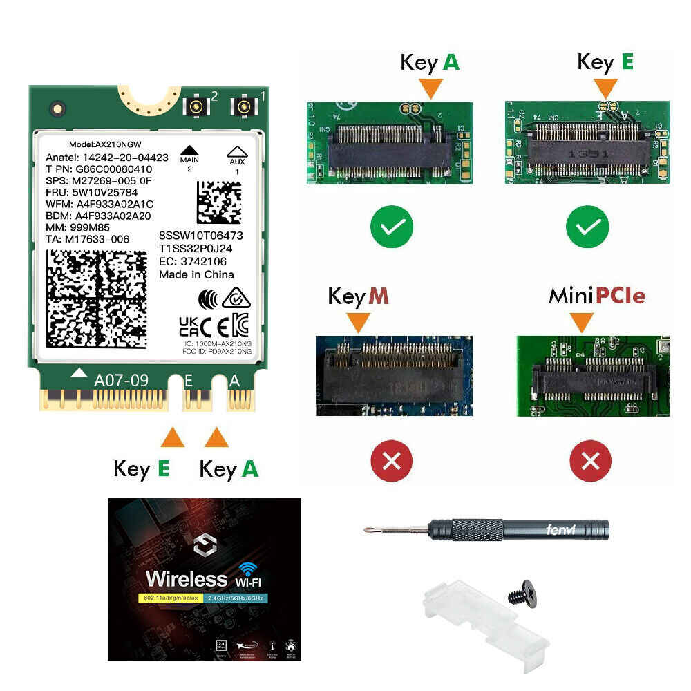 Intel WiFi 6E AX210NGW M.2 NGFF Wireless Card