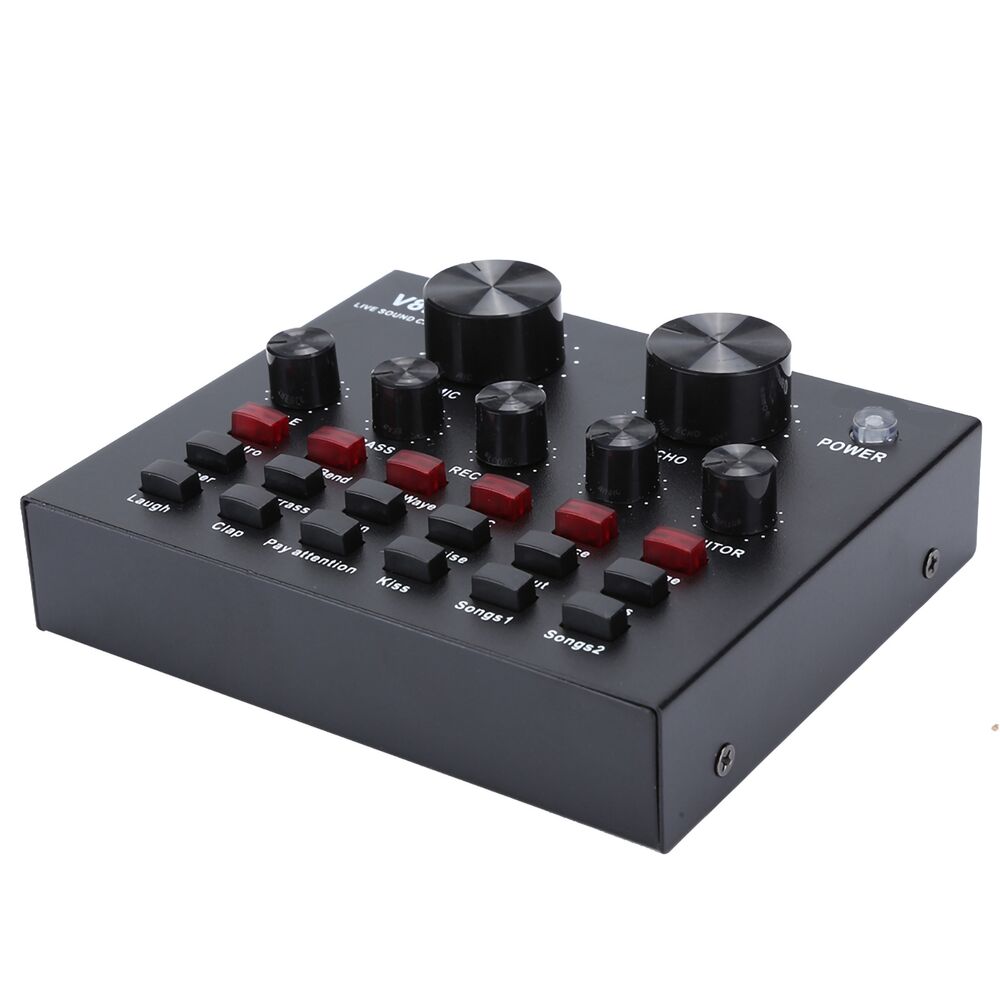 V8S Live Broadcast Sound Card with Stereo Mixer and Headset Microphone