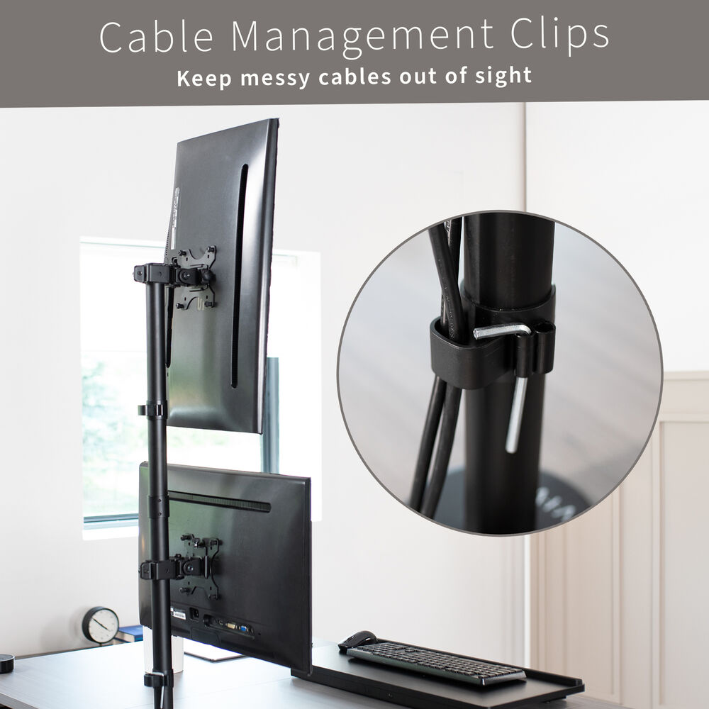Stacked Vertical Dual LCD Monitor Desk Mount Stand