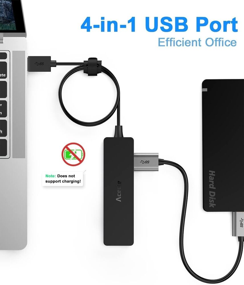 4-Port USB 3.0 Hub with 4ft Extension Cable