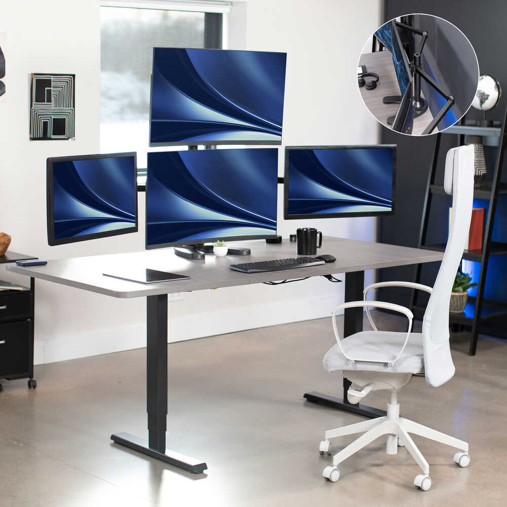 VIVO Steel Adjustable 3+1 Quad Monitor Stand