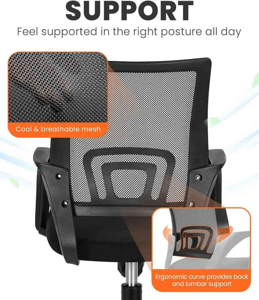 Ergonomic Mid-Back Office Chair with Lumbar Support