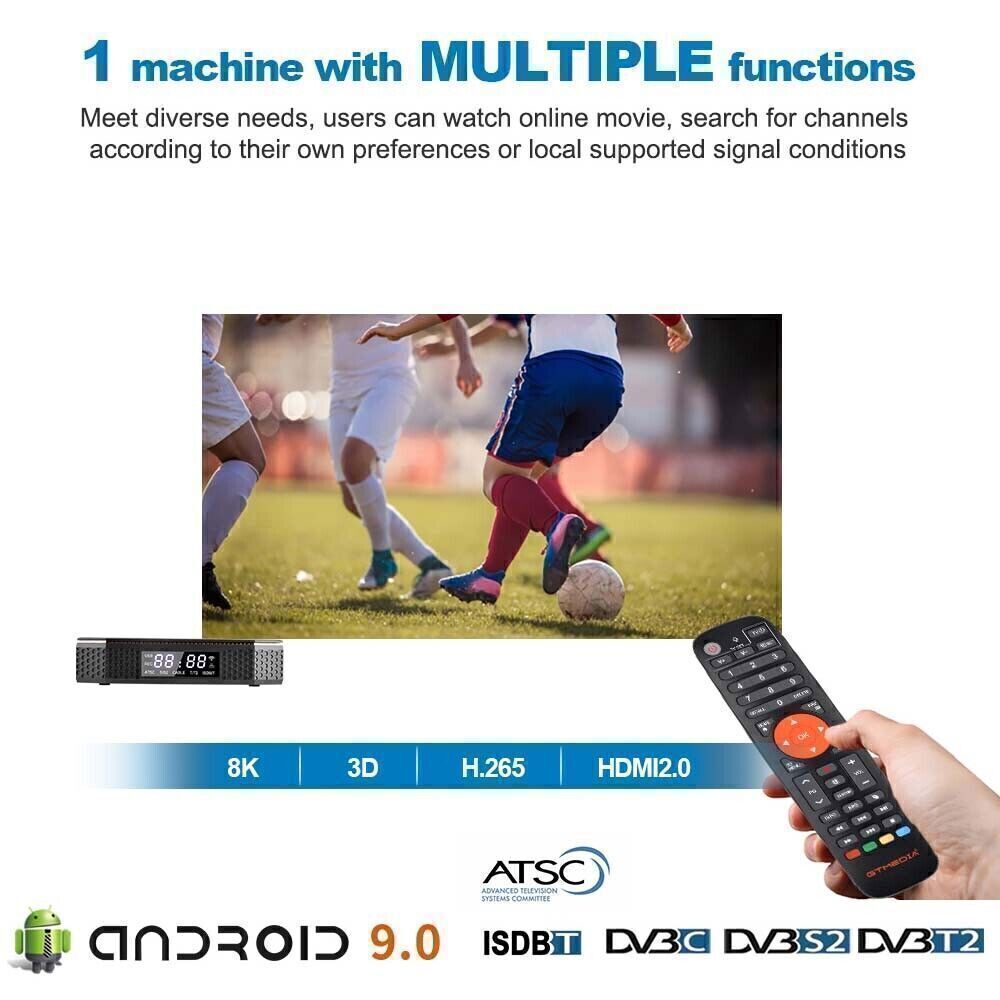 8K UHD DVB-S2/S2X/T2/C Satellite Receiver Android Smart TV Box with 1000M LAN and CI+ Slot