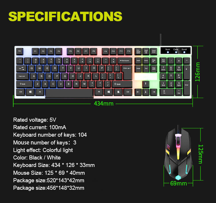 LED Backlit Mechanical Gaming Keyboard and Mouse Set